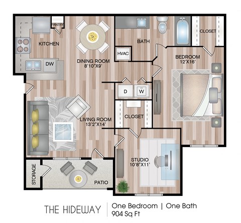The Hideway FP The Hideway 904 Sq.Ft. FP at Blu on the Boulevard, Baton Rouge